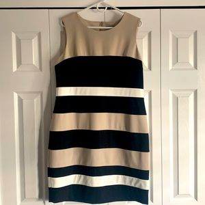 Worn Once Tommy Hilfiger tan, black and white dress.